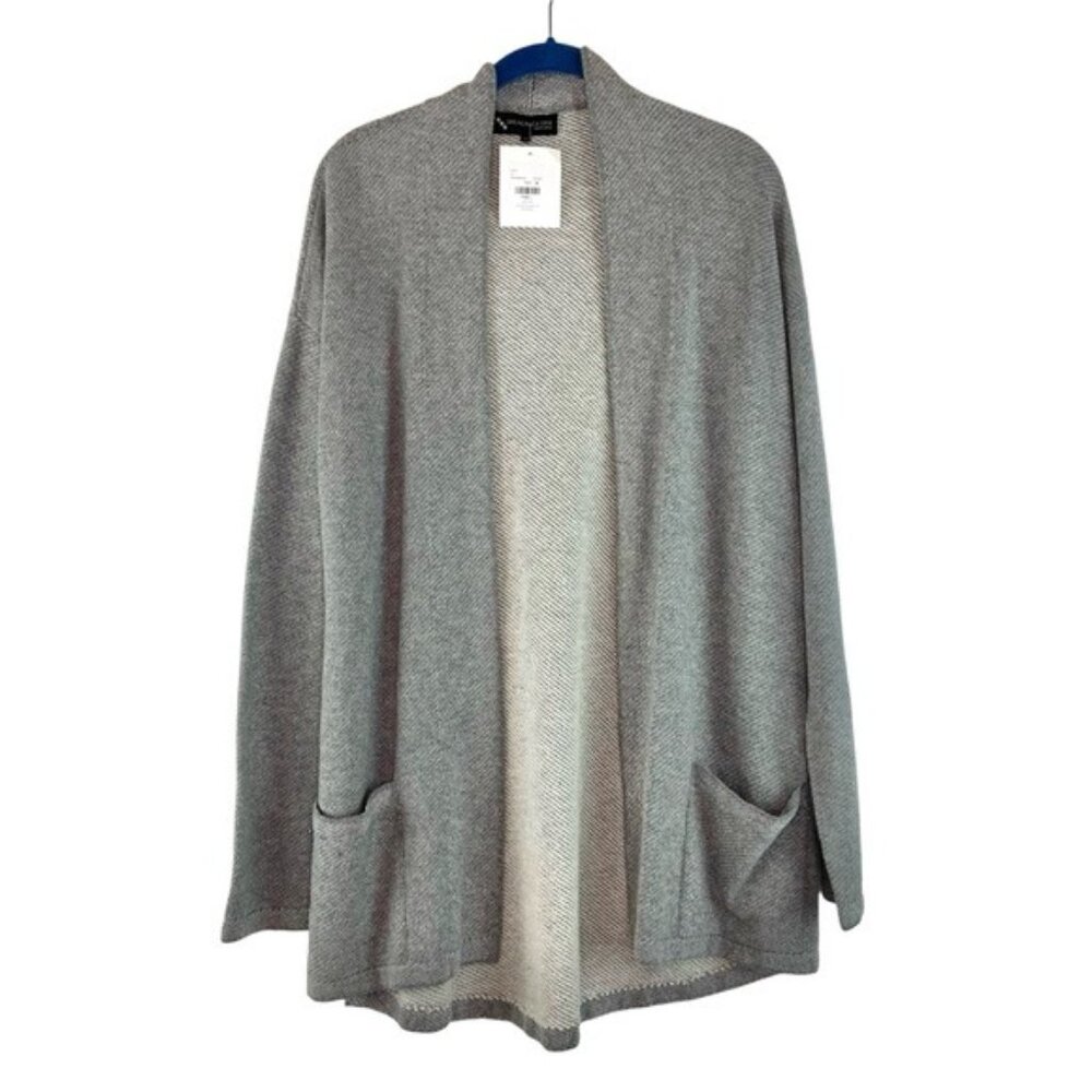 NWT Incalpaca TPX Grey Open Front Cardigan Sweater
